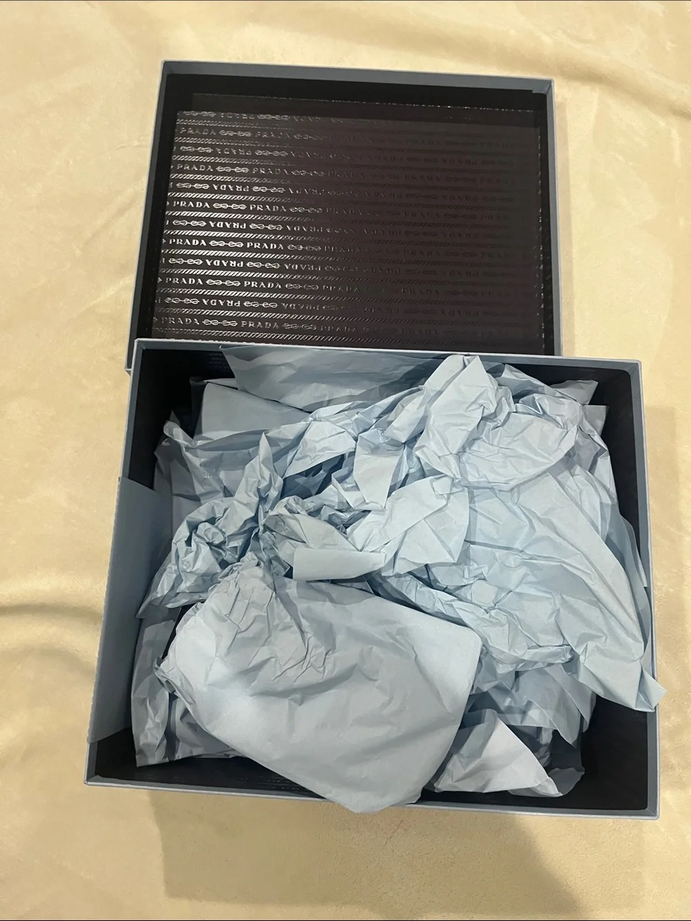 Prada Light Blue Saffiano Logo Box